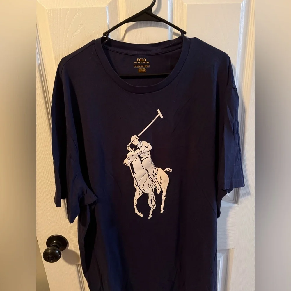 Polo by Ralph Lauren Dark Blue Tee with White Logo Men’s Size 2LT